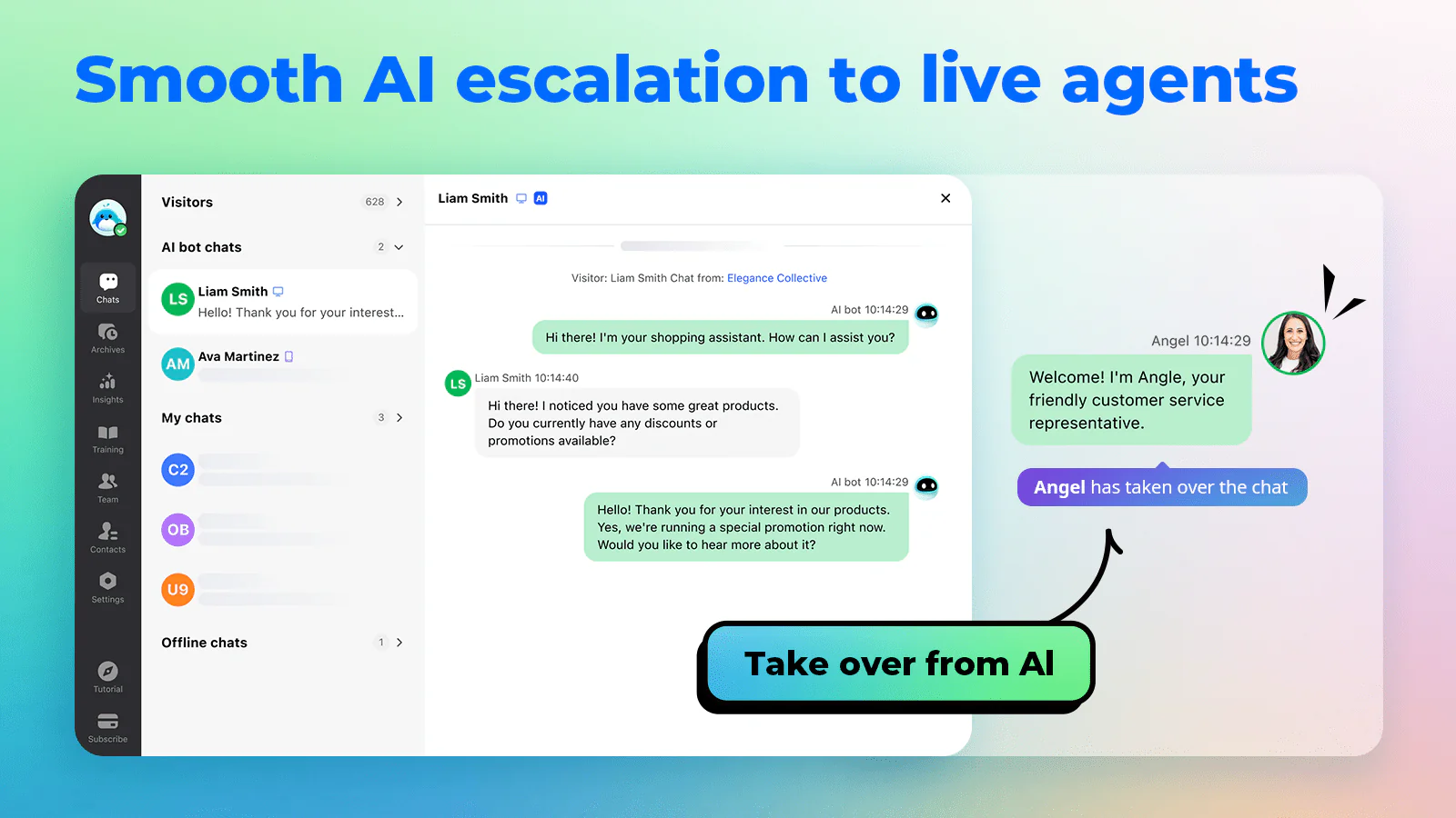 Smooth AI escalation to live agents
