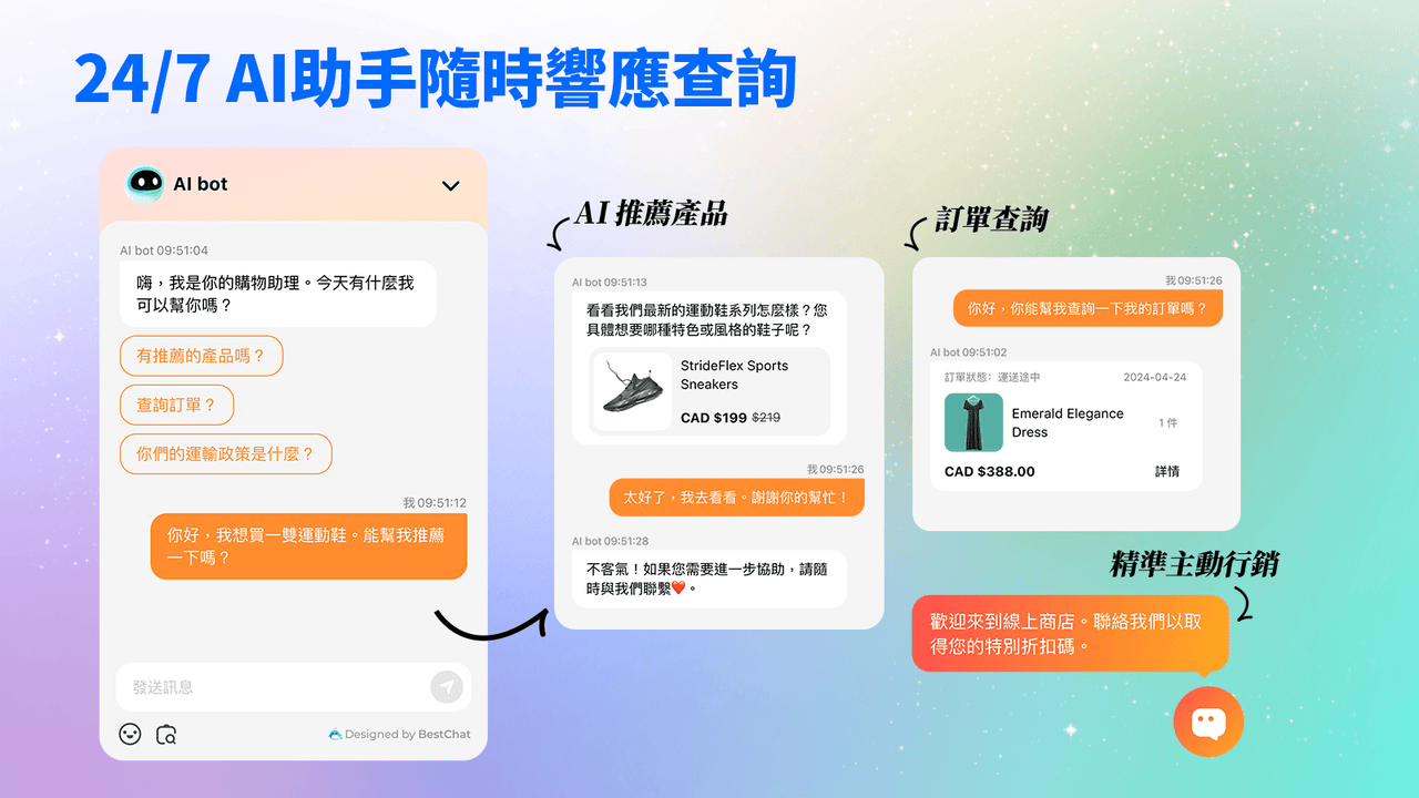 24/7 AI助理隨時回應查詢