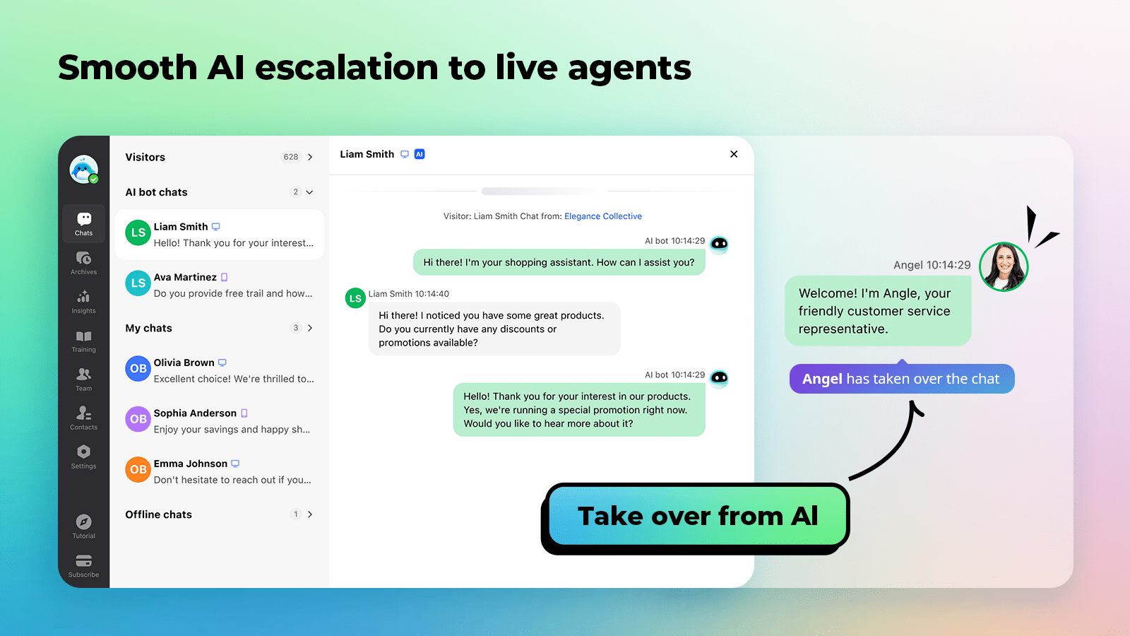 Smooth AI escalation to live agents