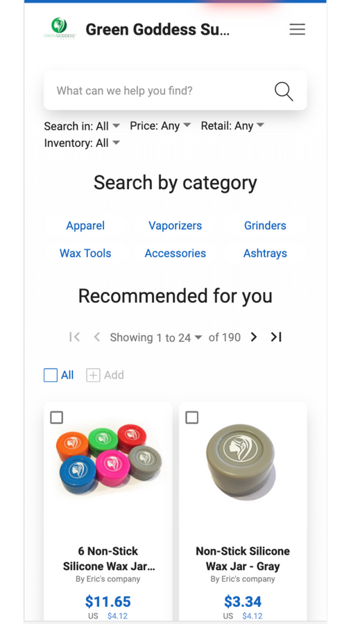 Mobile Product Search Page