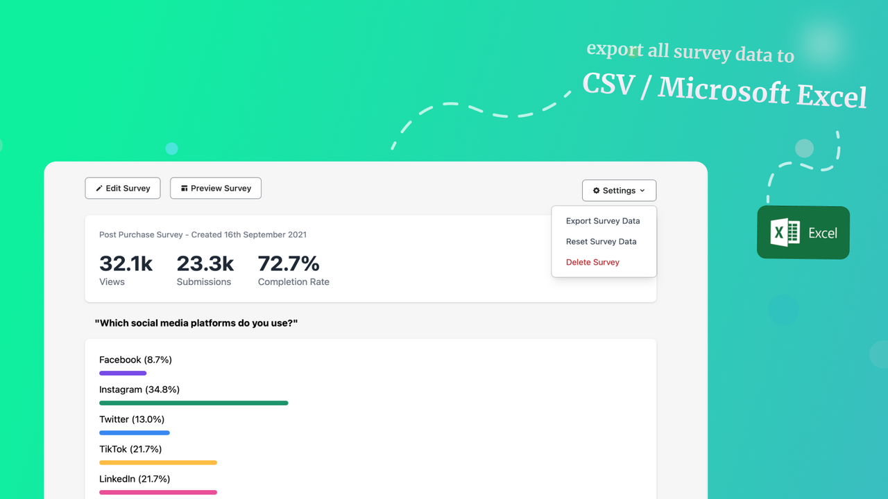 exportar para CSV / Microsoft Excel