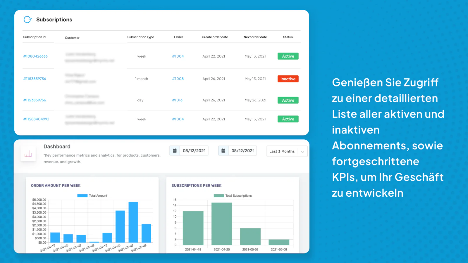 Detailreiche Abo-Ansicht und umfassende Analytics