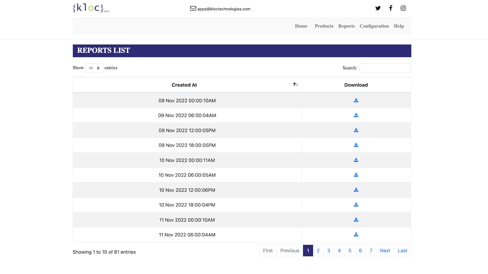 Berichtspanel der App 'Inventory Tracking Made Simple' von KLoc