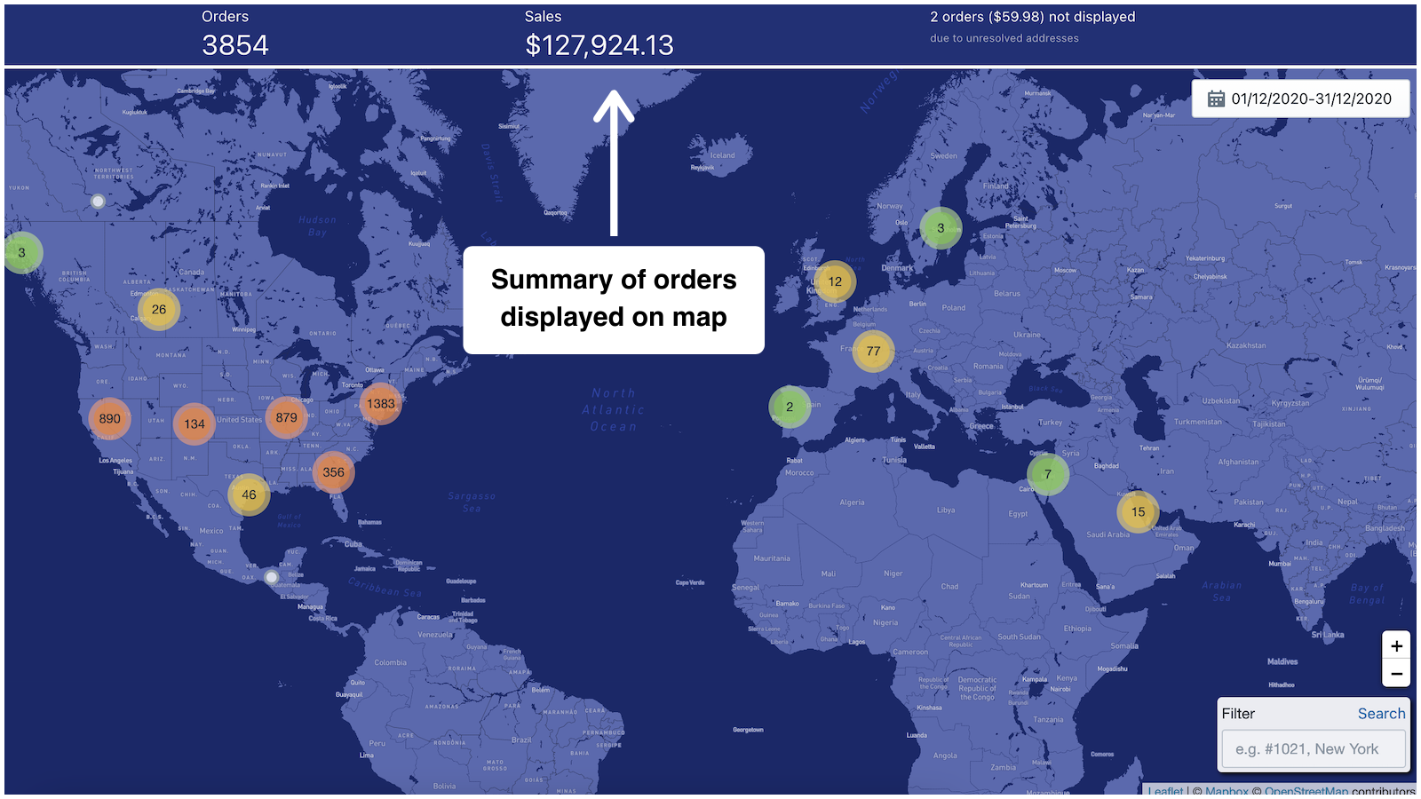 Order Map ‑ Analytics Tool Screenshot