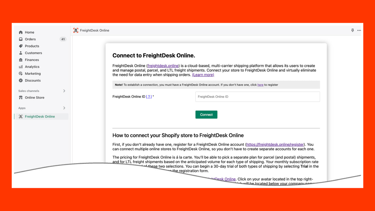 Connect Shopify store to FreightDesk Online