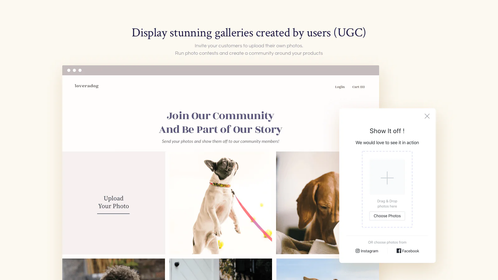 Create stunning galleries created by users (UGC)