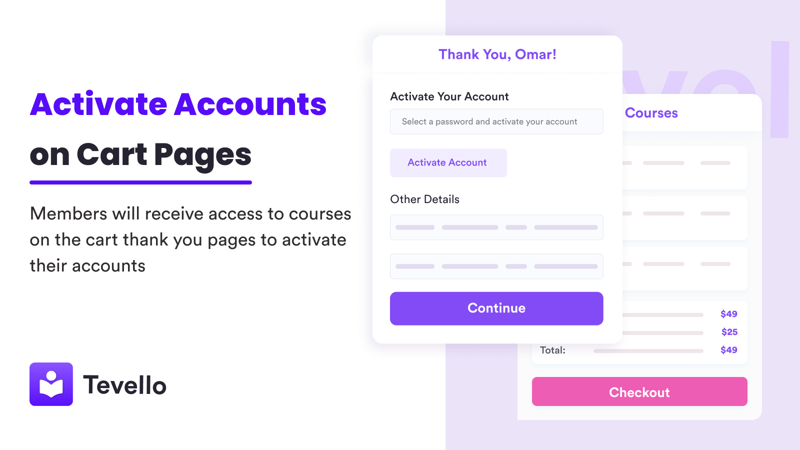 Activate Accounts on Cart Pages