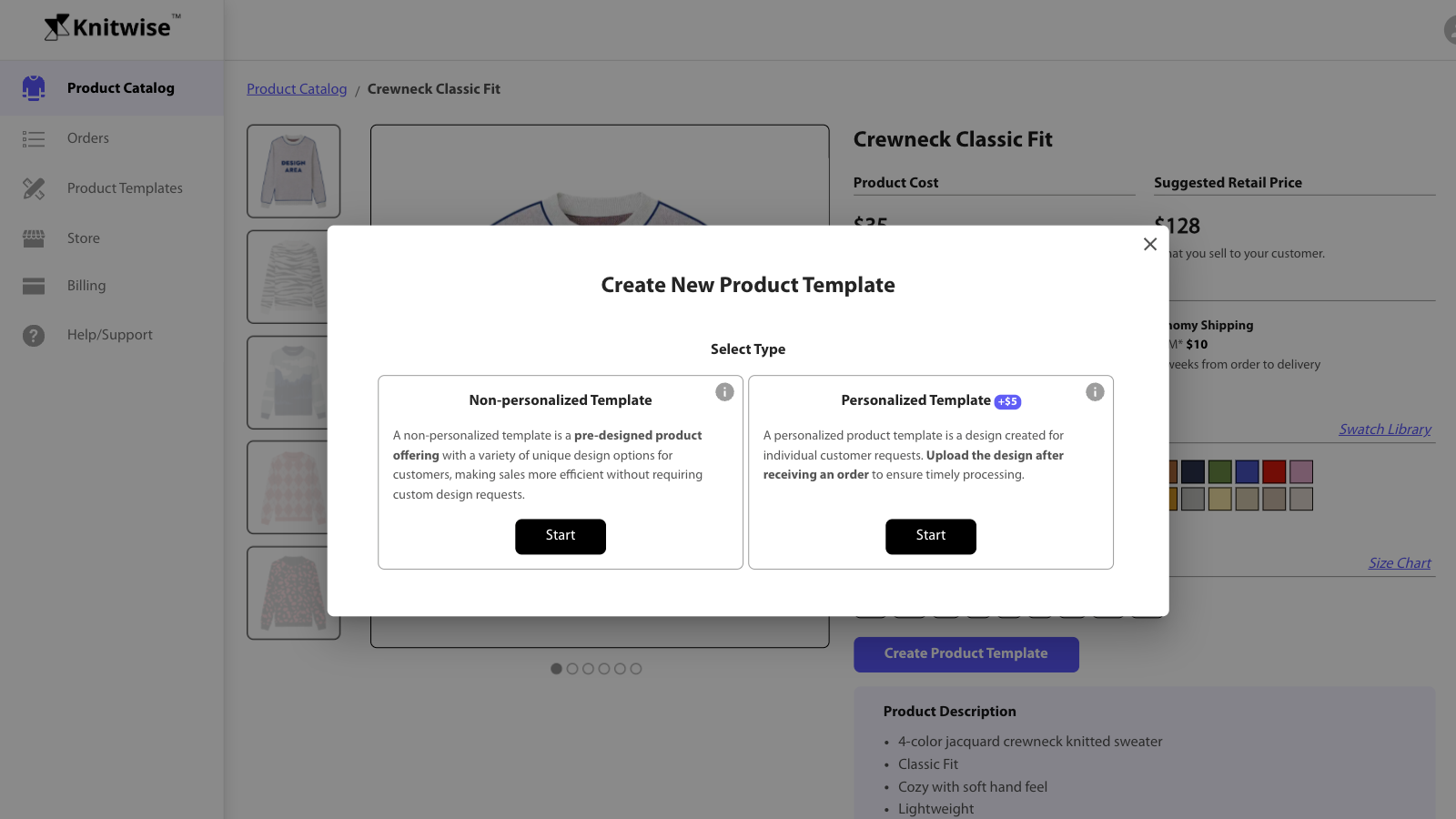 Produktsektion - skapa en produktmall