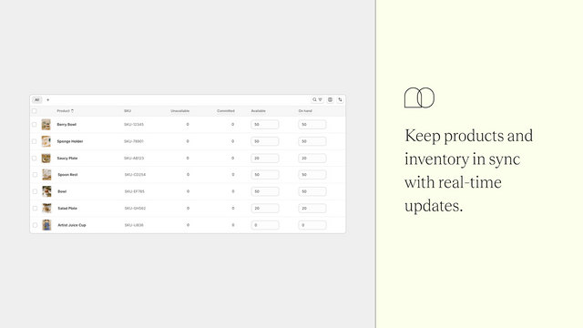 Keep products and inventory in sync with real-time updates