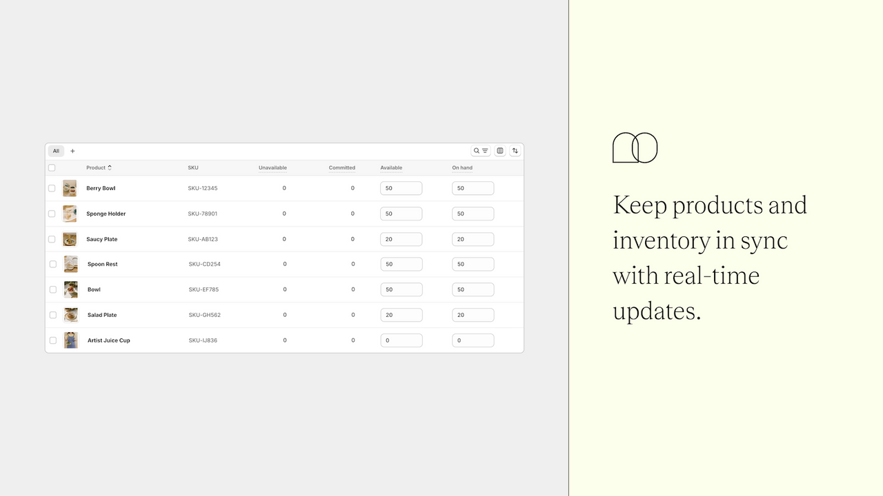 Keep products and inventory in sync with real-time updates