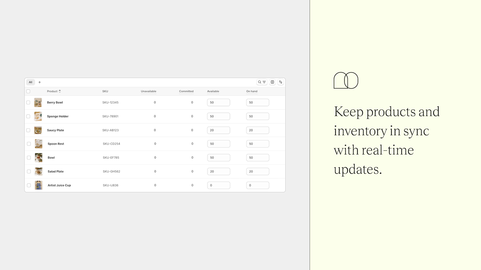 Keep products and inventory in sync with real-time updates