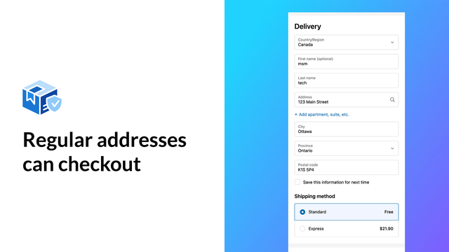 Regular addresses can checkout