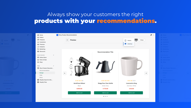 Wizy Product Recommendation Screenshot