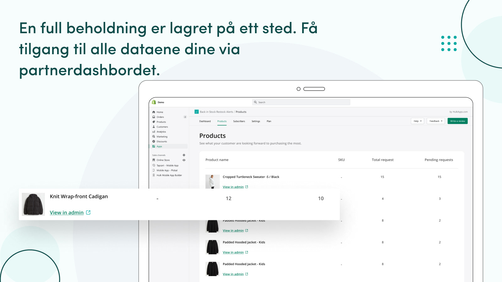 All data er lett tilgjengelig via partnerdashboardet.