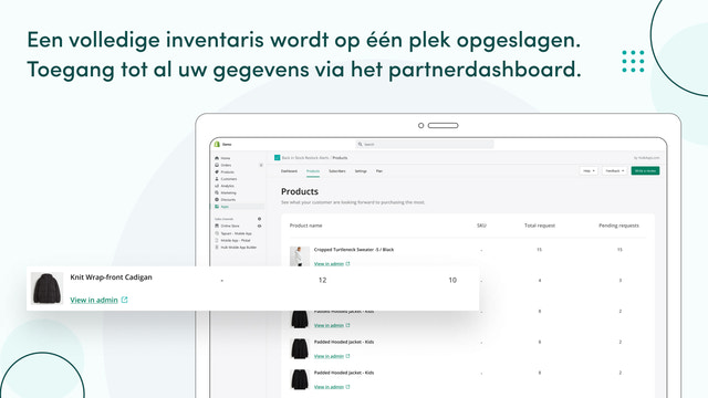 Alle gegevens zijn eenvoudig te zien via het partner dashboard.