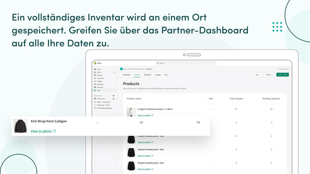 Alle Daten sind über das Partner-Dashboard leicht zugänglich.