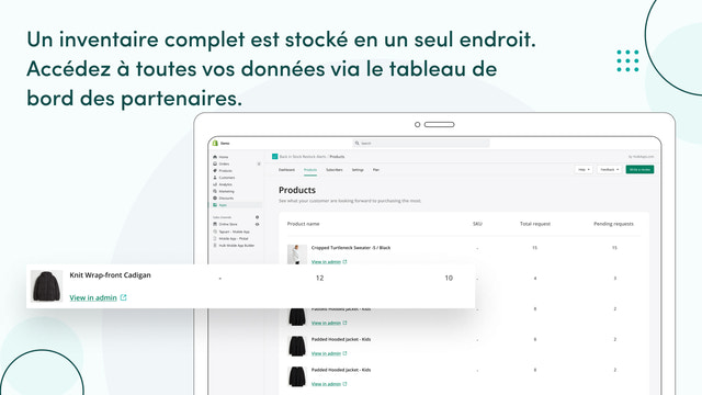 Toutes les données sont facilement accessibles via le dashboard.