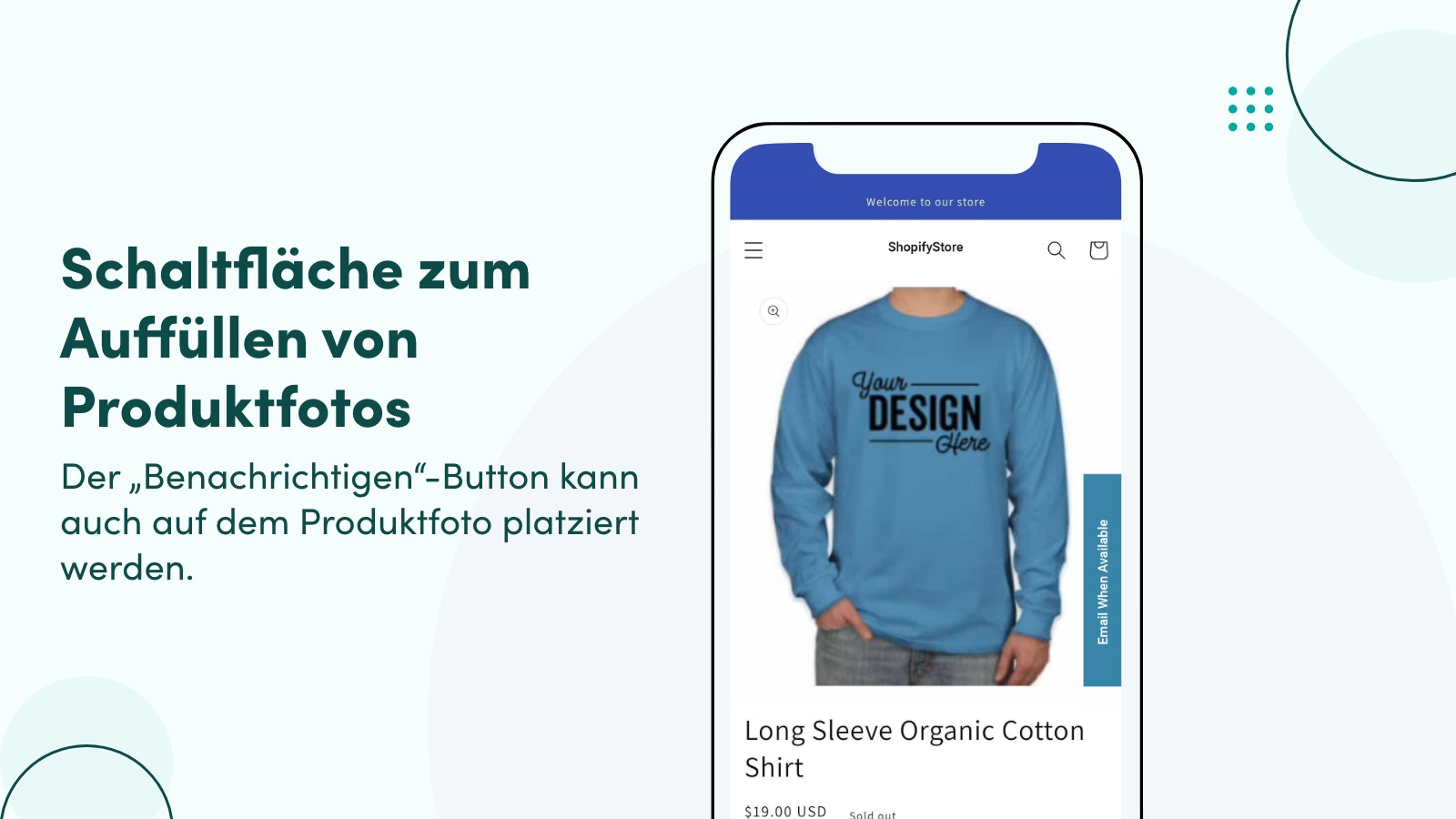 Schaltfläche zum Auffüllen von Produktfotos