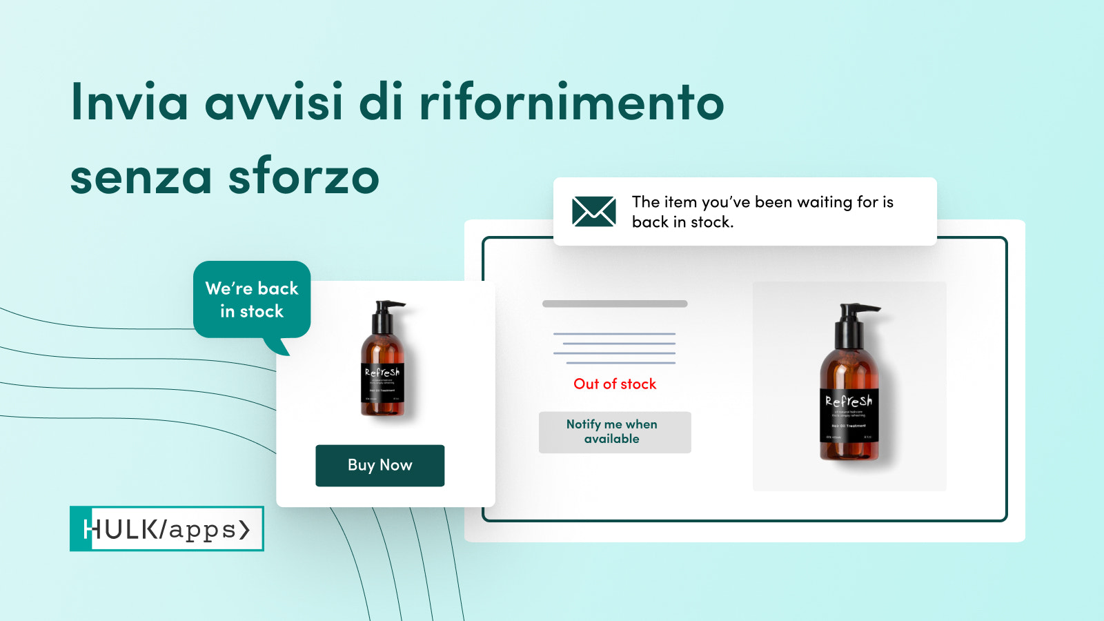 L'app Shopify Back in Stock - Restock Alerts di HulkApps