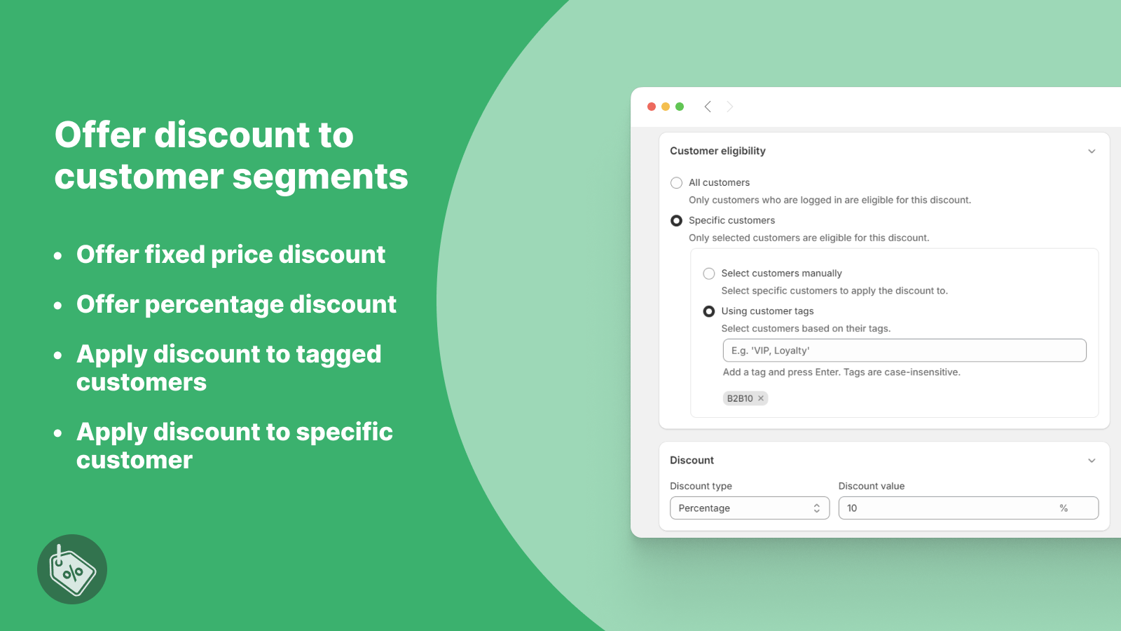 Apply discount to customer segments