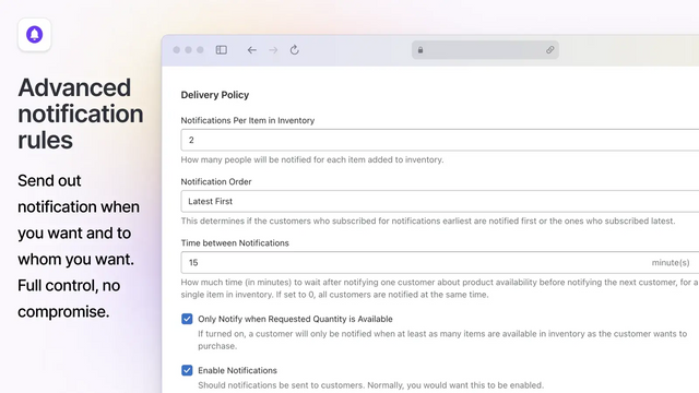 Regras de notificação avançadas para dar a você controle total.