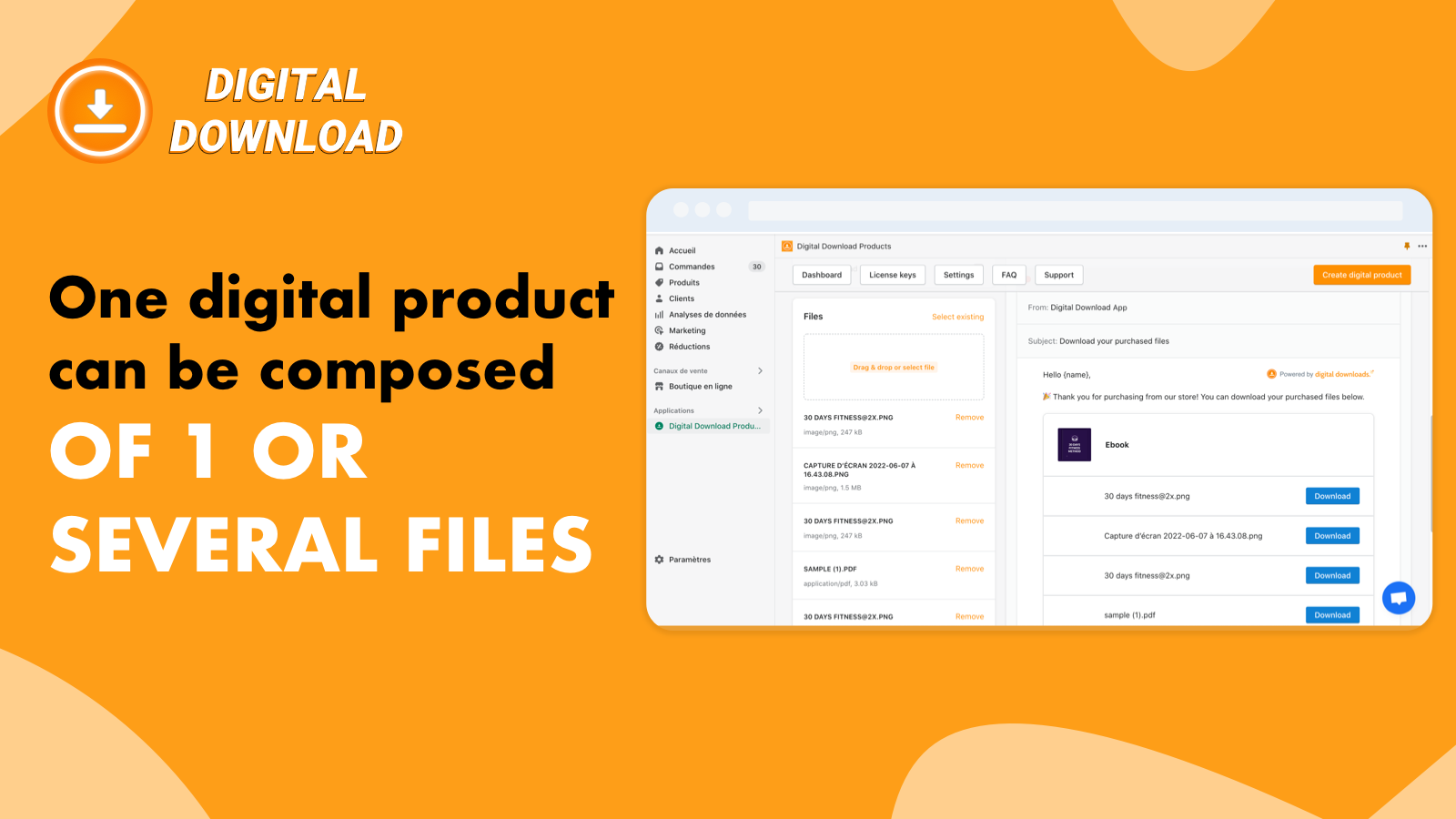 add one or several files per product