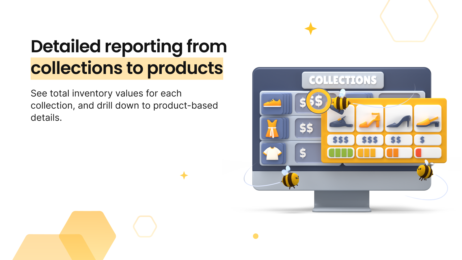 shopify detailed reporting from collections to products
