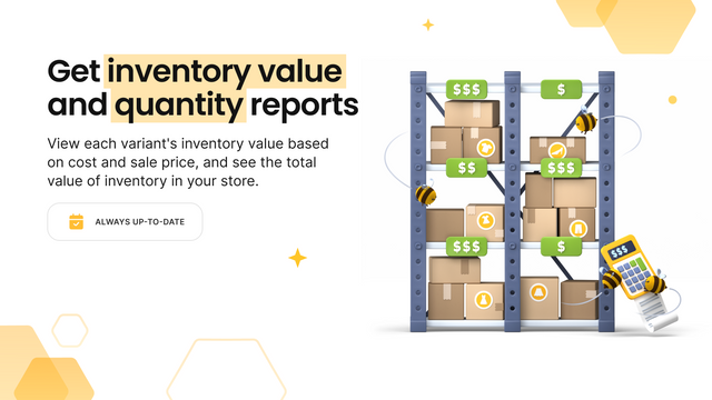 shopify real-time inventariswaarde rapport