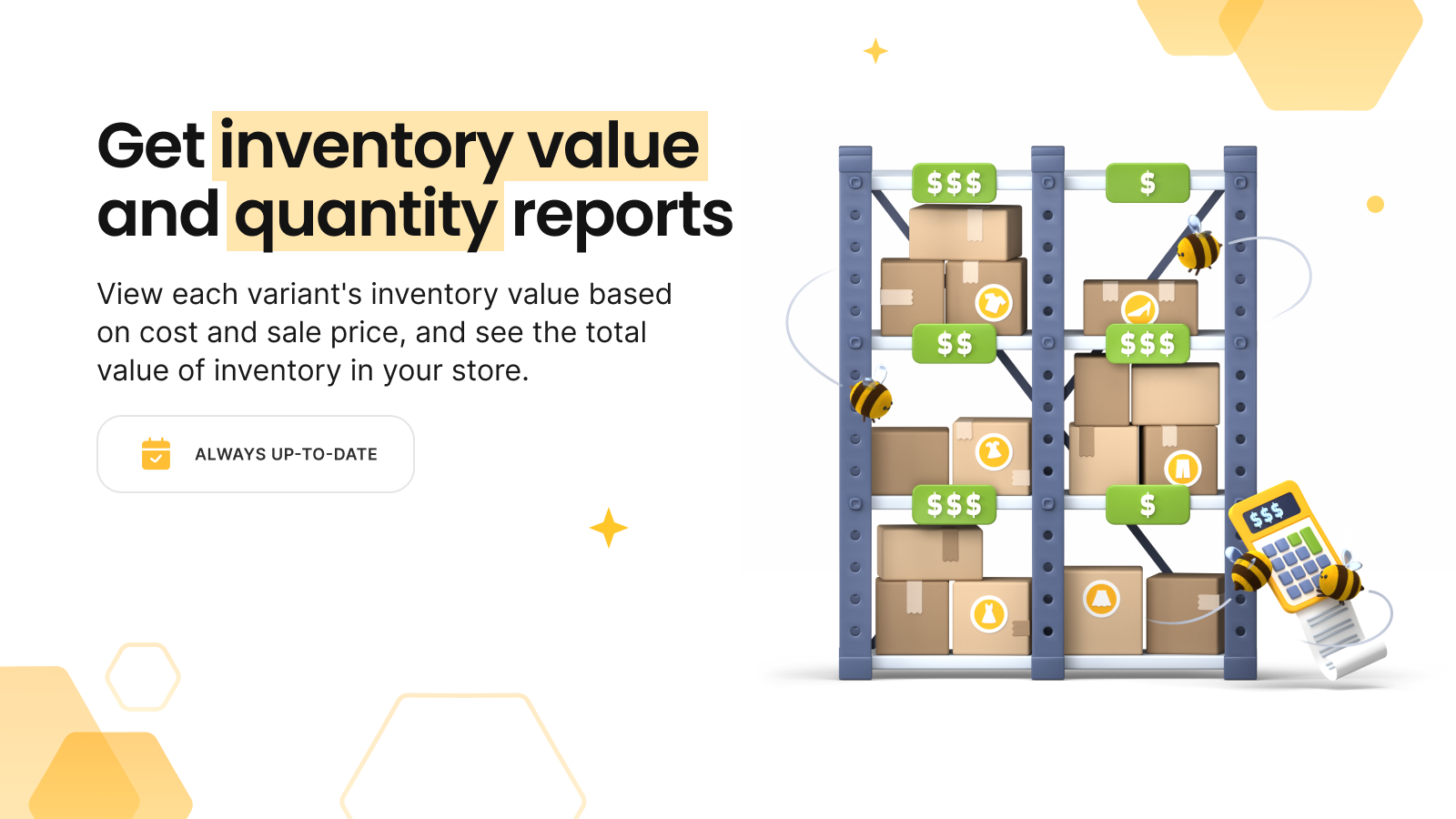 informe de valor de inventario en tiempo real de shopify