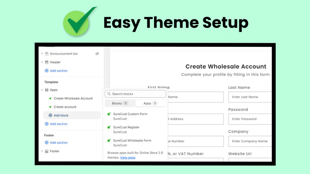 SureCust - Configuración de tema fácil