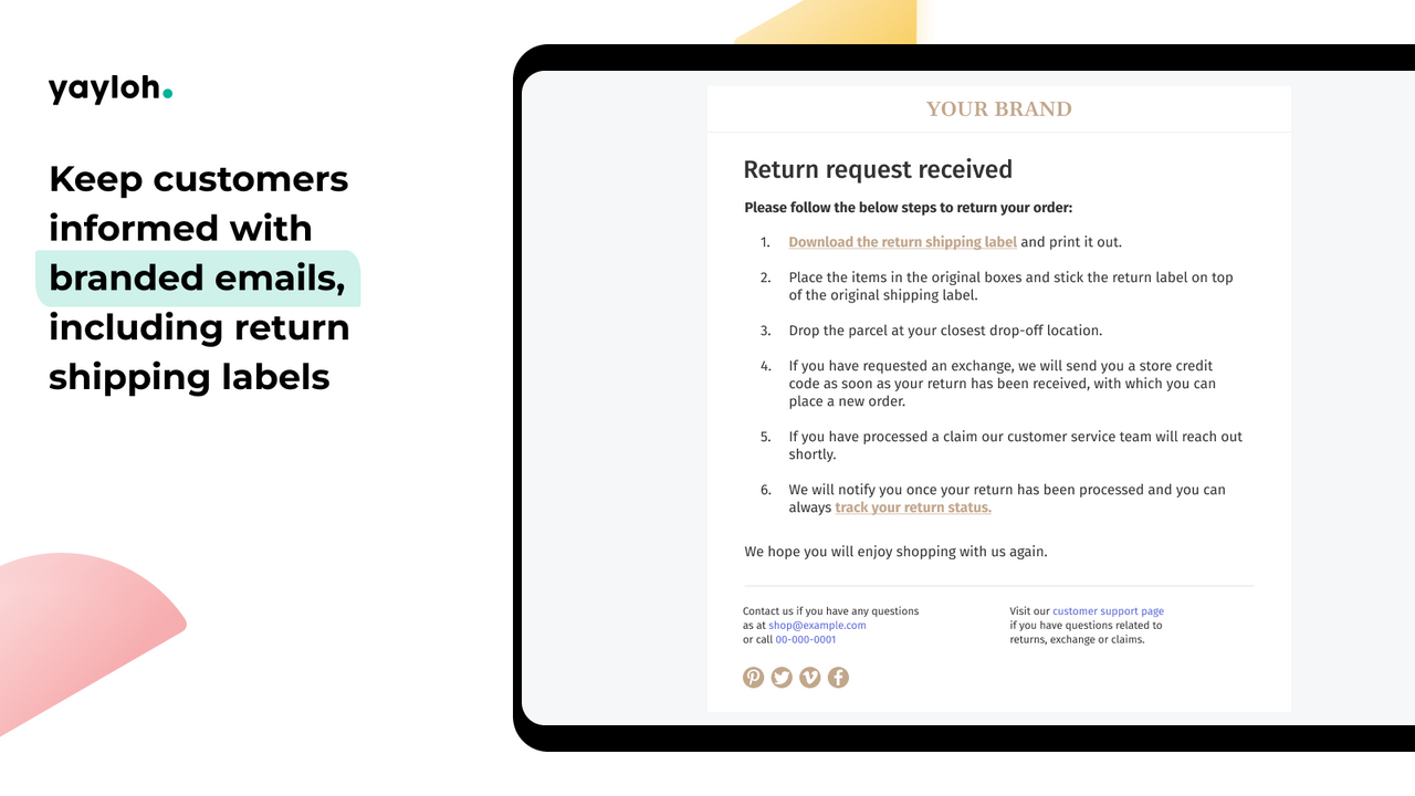 Automatiserad returbekräftelsemail och returfraktetikett