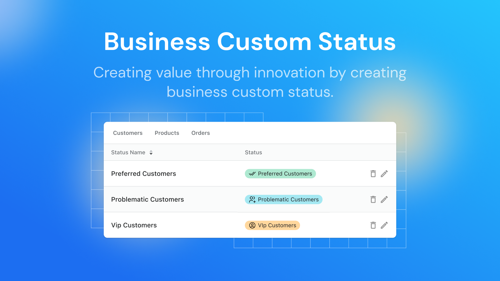 Creating value through innovation by creating custom status