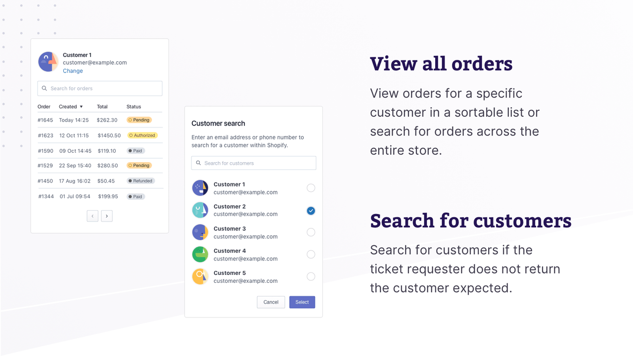 View all orders within Zendesk