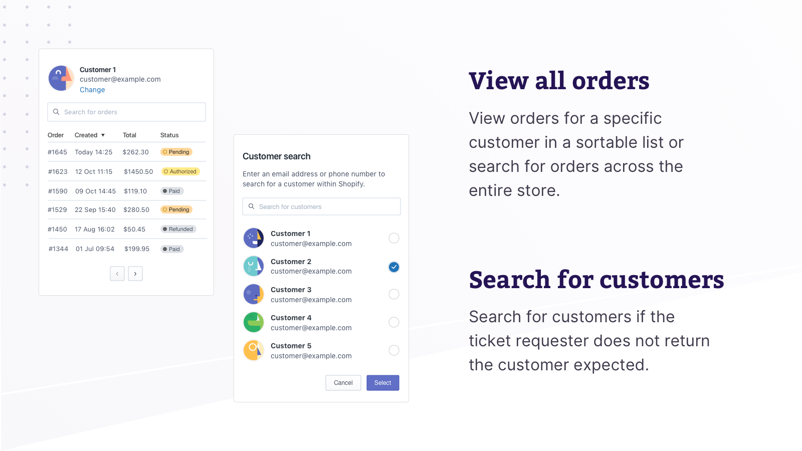 View all orders within Zendesk