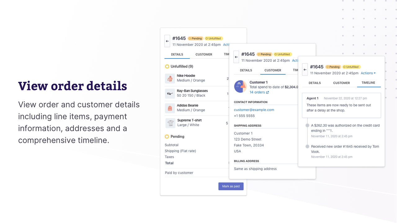 Visa orderdetaljer inom Zendesk