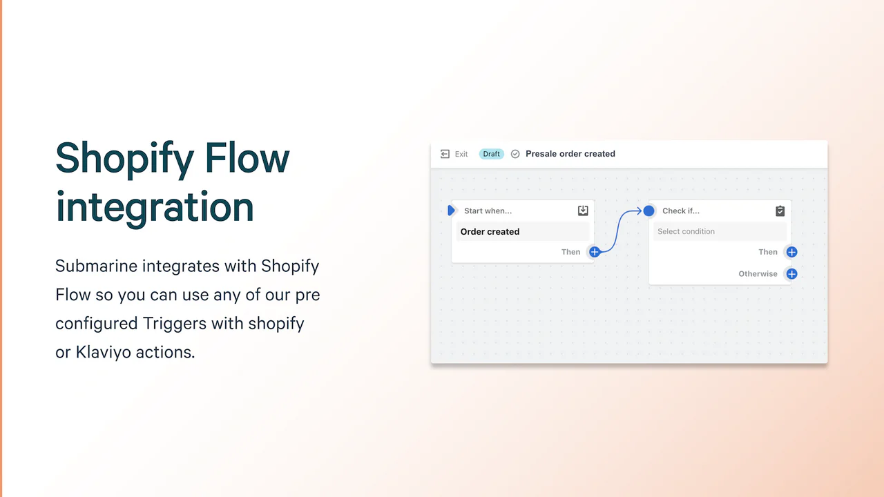 Texte d'intégration de Shopify Flow, capture d'écran de l'application flow