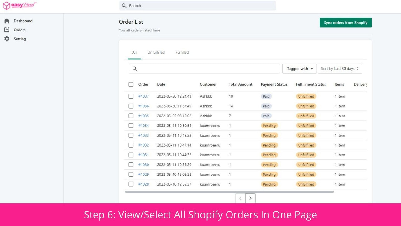 Étape 6 : Voir toutes les commandes Shopify sur une seule page