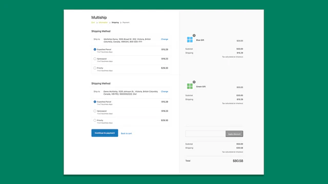 Choose a shipping rate per address that you are sending to