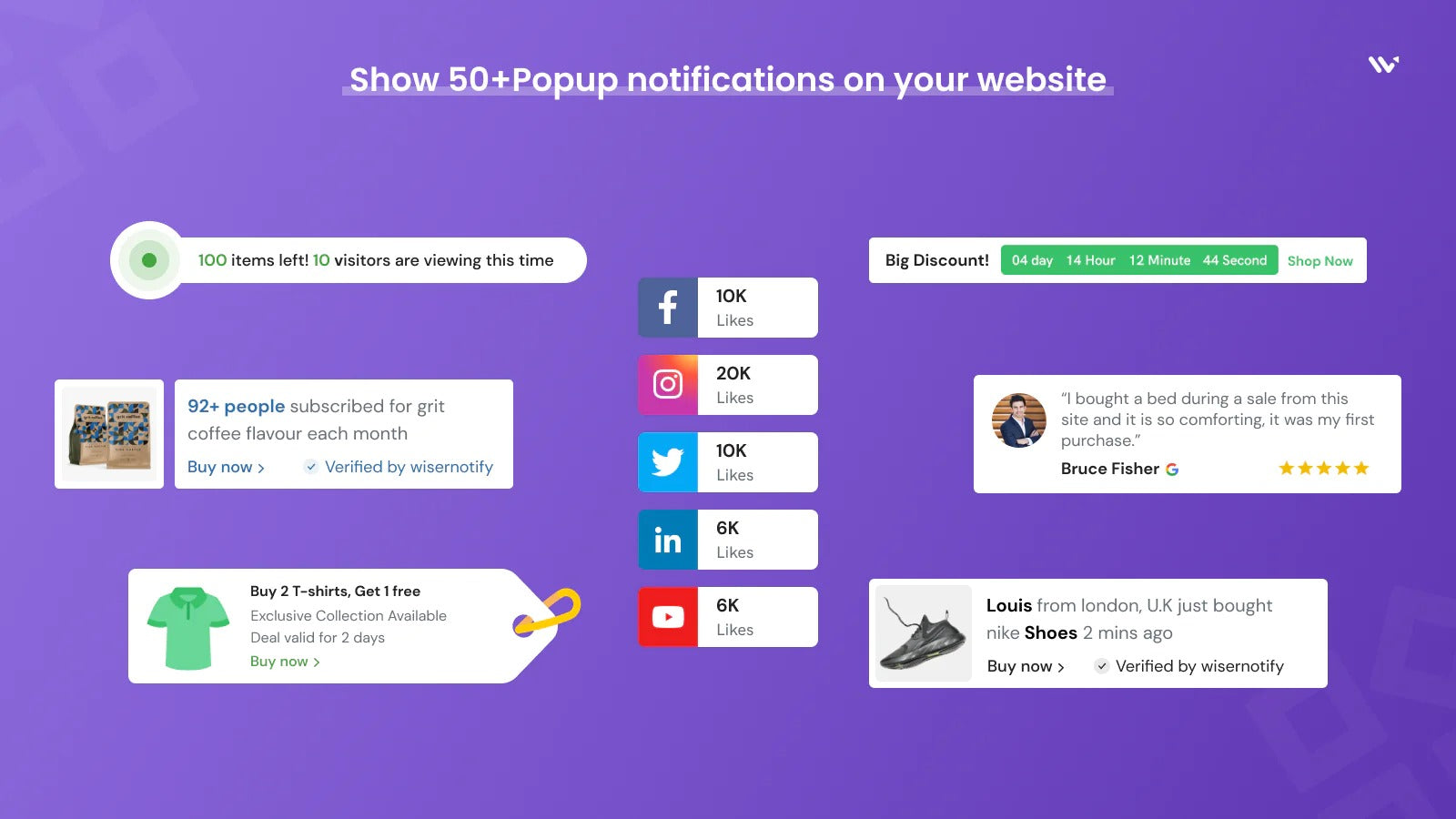 WiserNotify Social Proof Popup Screenshot