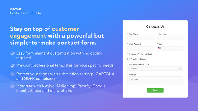 Stay on top of customer engagement with a simple contact form