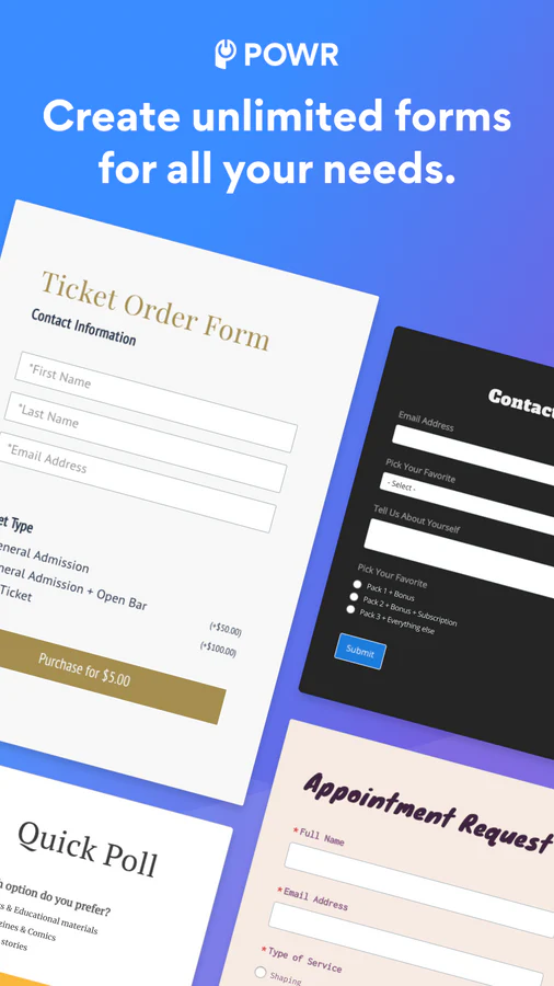 Créez un nombre illimité de formulaires avec POWR