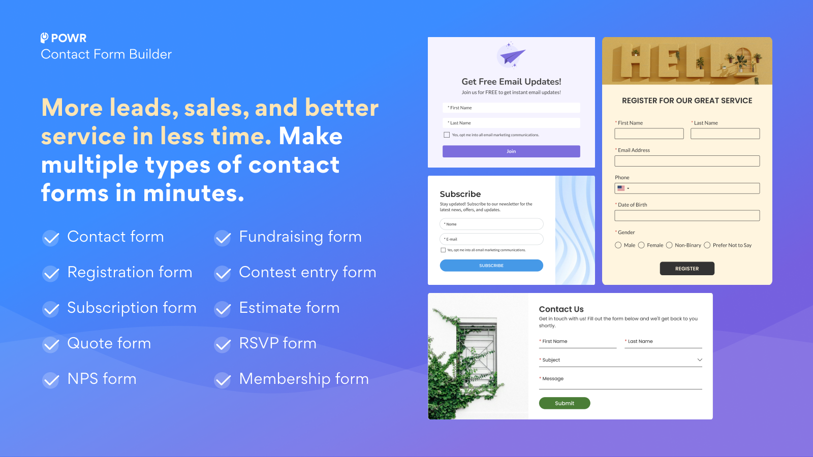 Mais leads, vendas e melhor serviço com POWR Contact Form