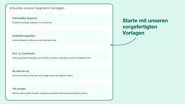 Interface für die Auswahl der Segmentvorlage