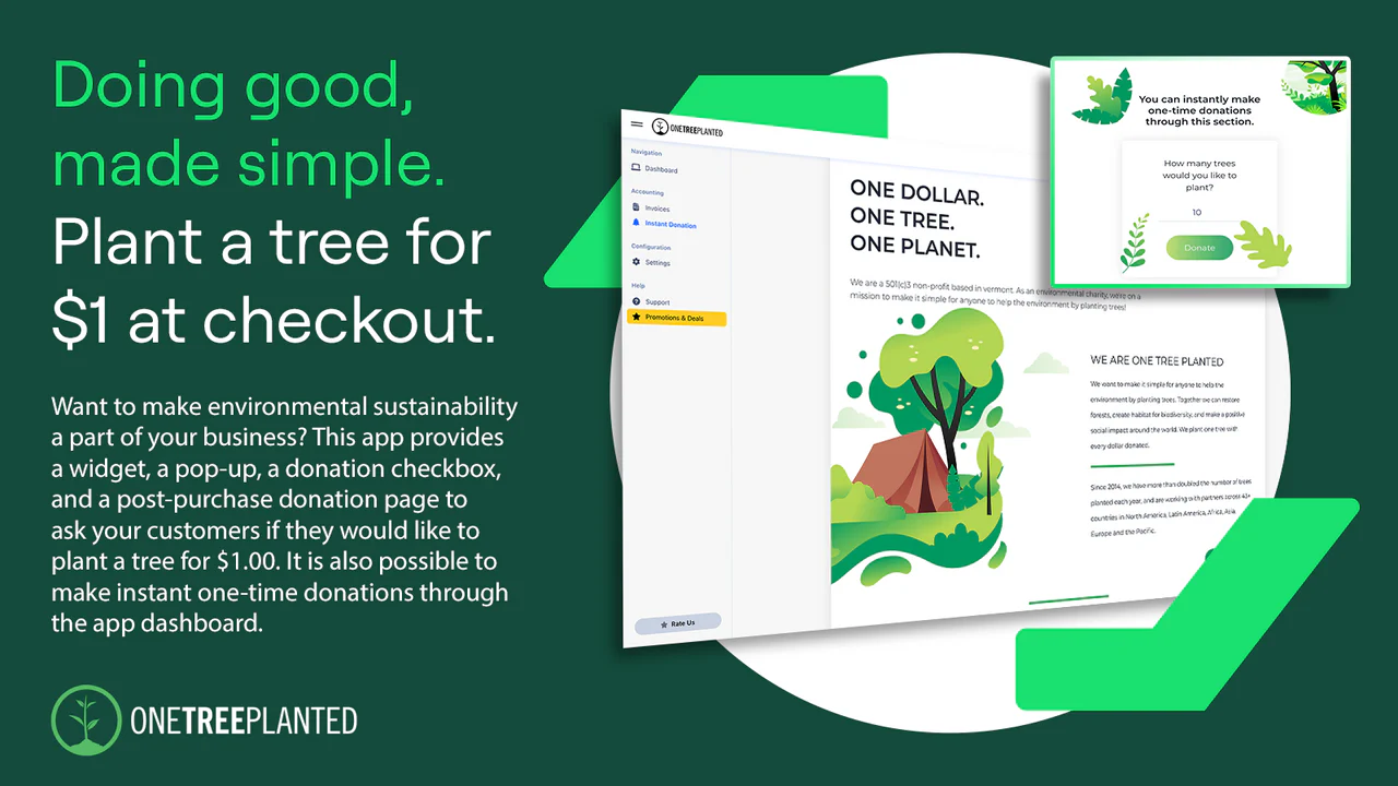 One Tree Planted at Checkout - Doing good, made simple. Plant a