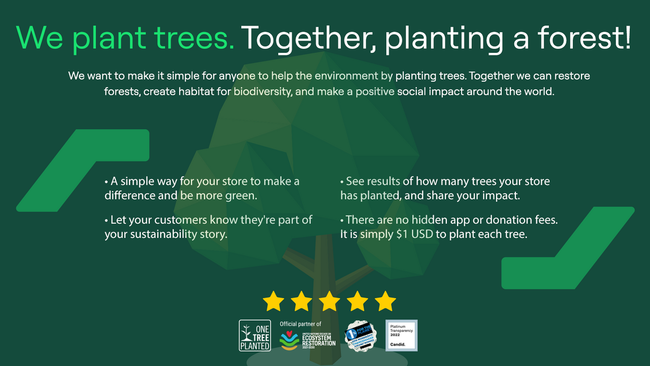 One Tree Planted at Checkout Screenshot