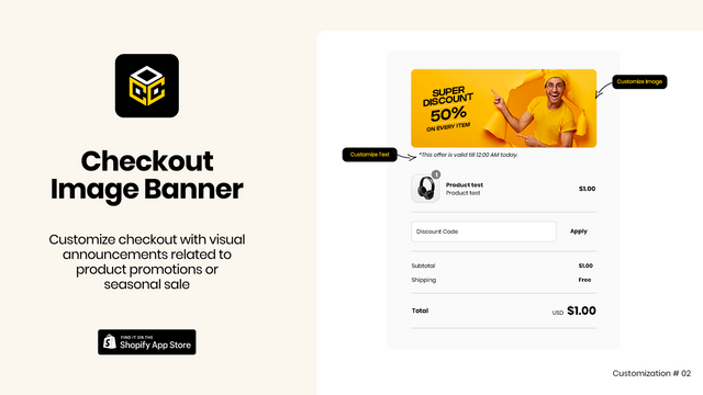 Bildbanner för kassan - Dynamic Checkout Customizer