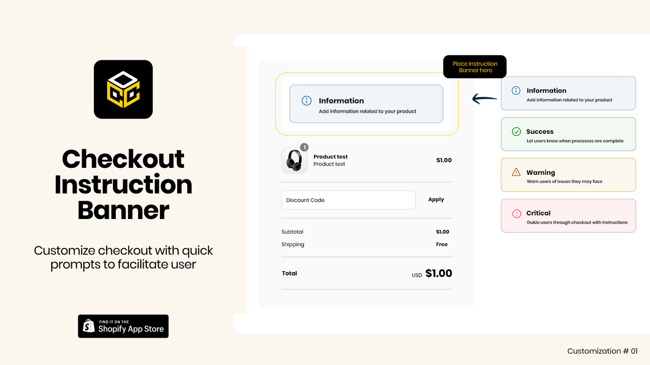 Banner Instrucional de Checkout - Dynamic Checkout Customizer