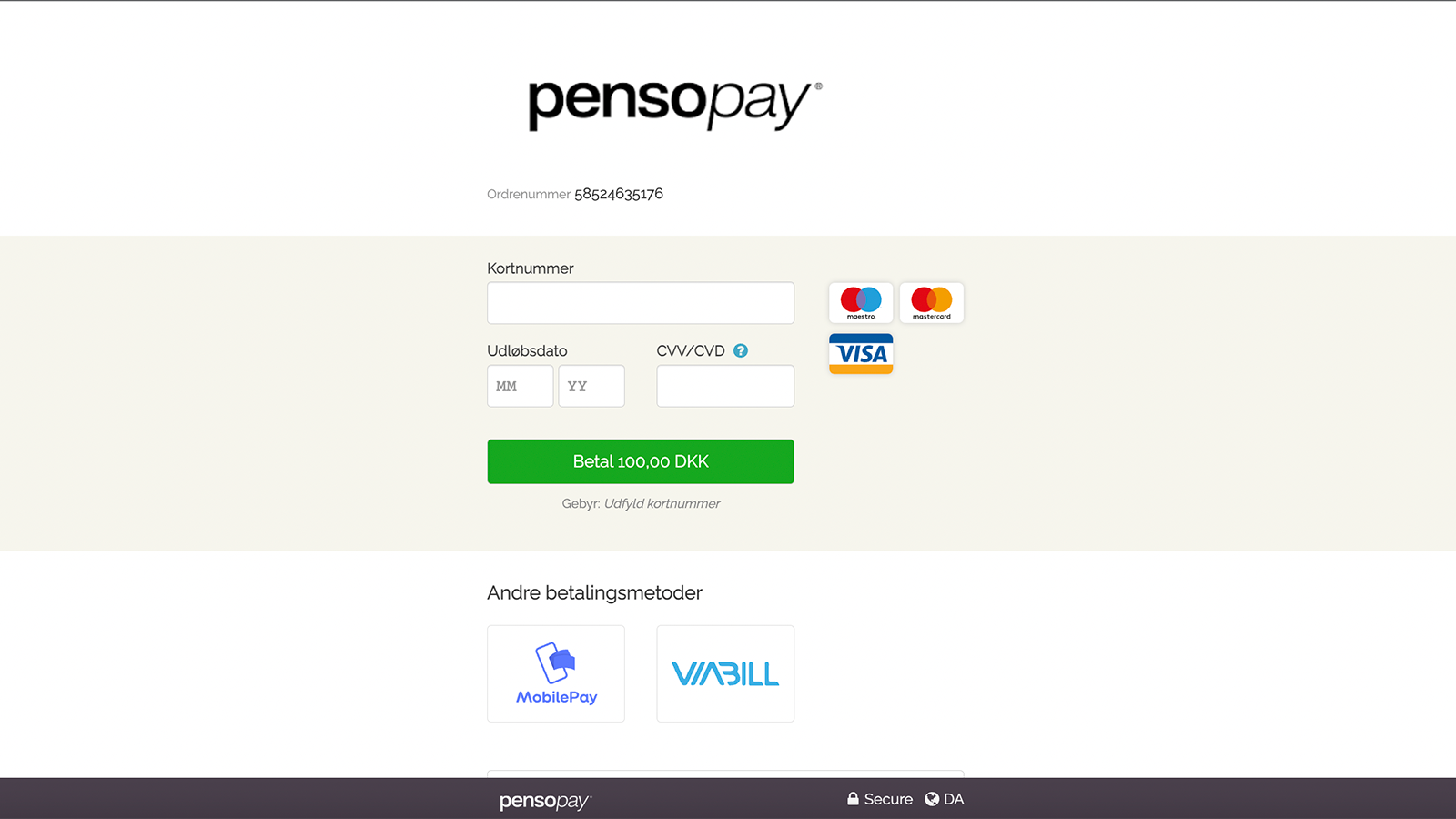 pensopay payment window