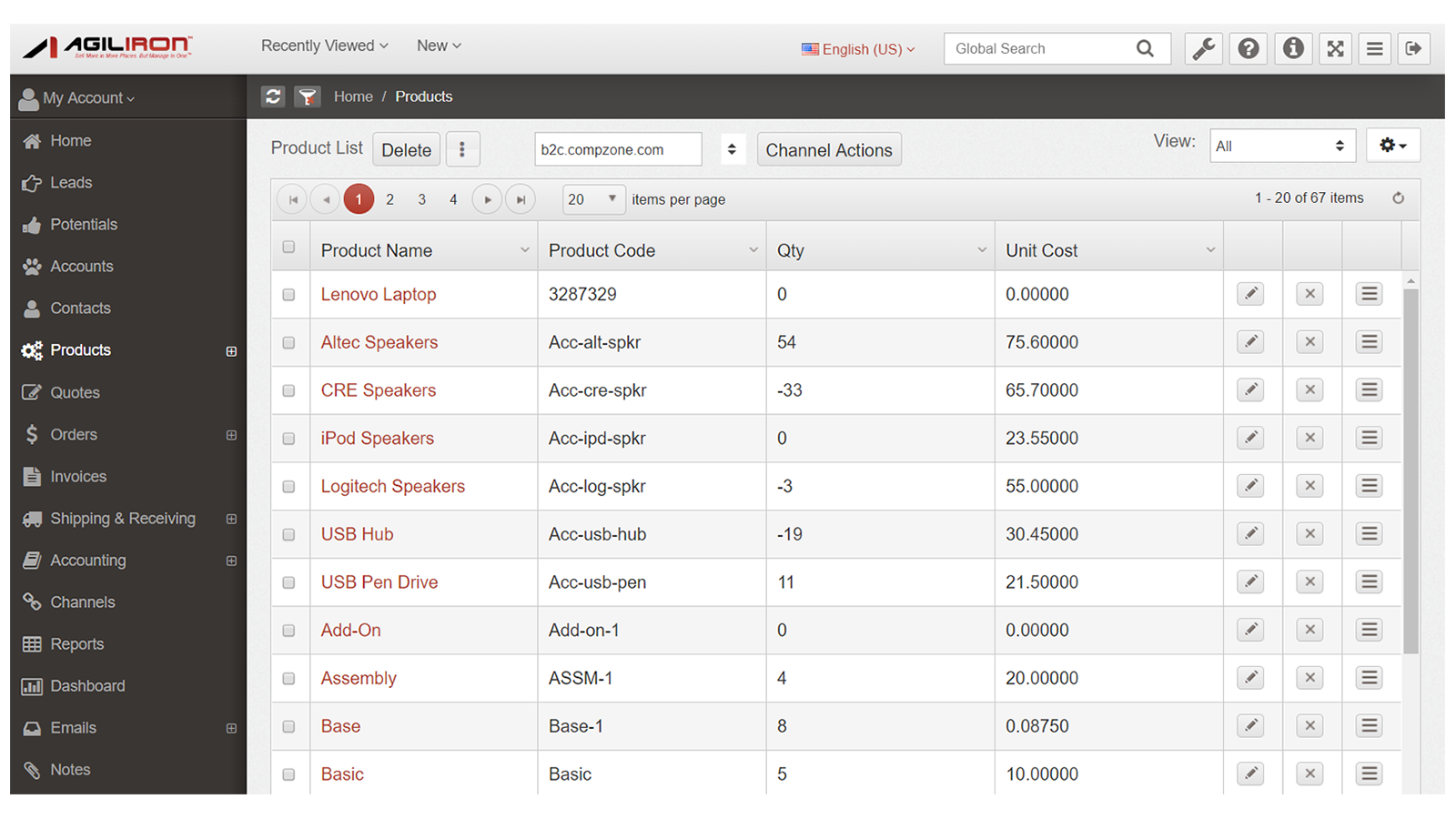 BackOffice Producten Catalogus