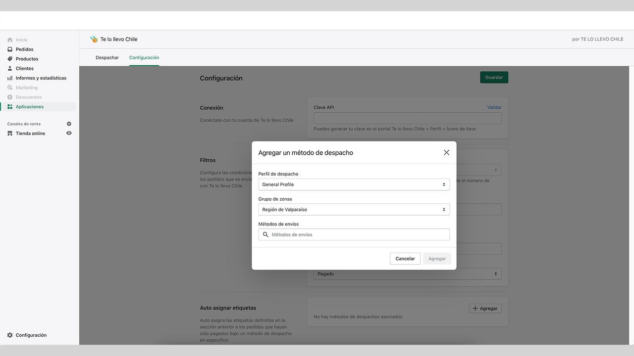 Configuración de tipos de despacho